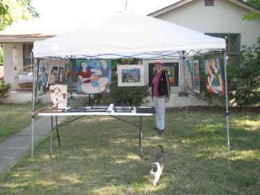Practice set up of booth for the Solstice Art Fair with Keiko June 2015.