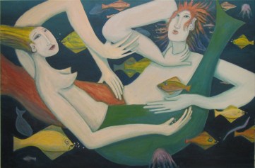 What Did We Eat? acrylic painting by Bea Garth, copyright 2015