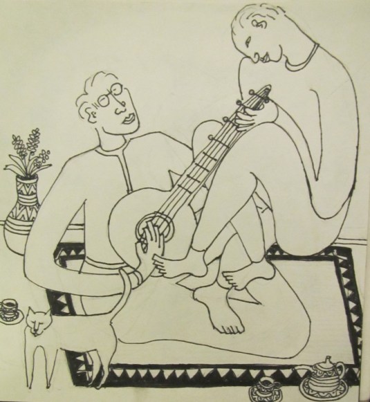 Music Genie pen and ink 2013