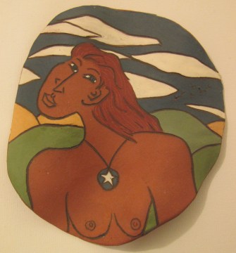 Goddess with Star by Bea Garth, ceramic plaque copyright 2007