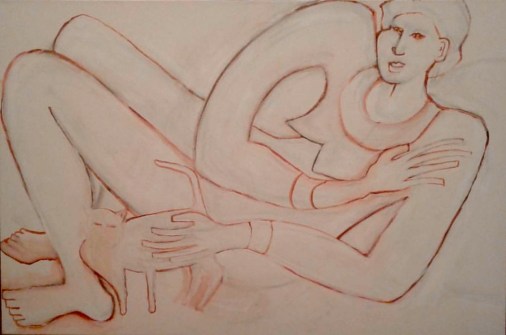 "Lady In Pink" underpainting, work in progress on canvas by Bea Garth, January 2017