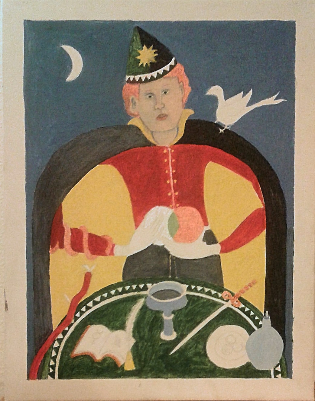 "The Majician" tarot card in progress by Bea Garth, copyright 2017