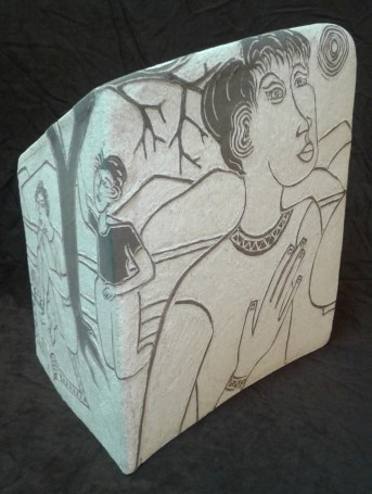 "Picnic At River," ceramic sculpture by Bea Garth, copyright 2009/2017