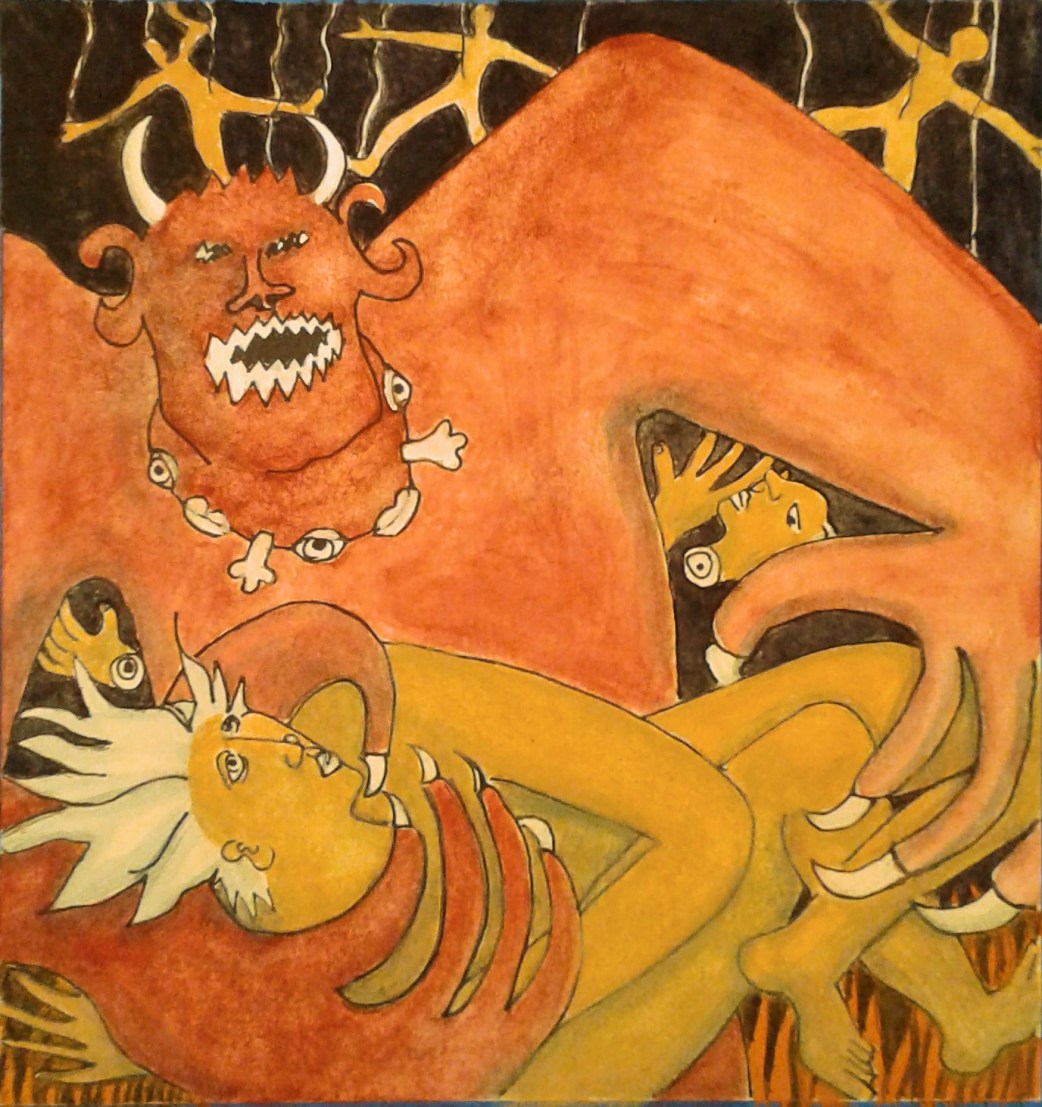 "The Devil's Lair," watercolor and ink on paper by Bea Garth, copyright Oct 2017