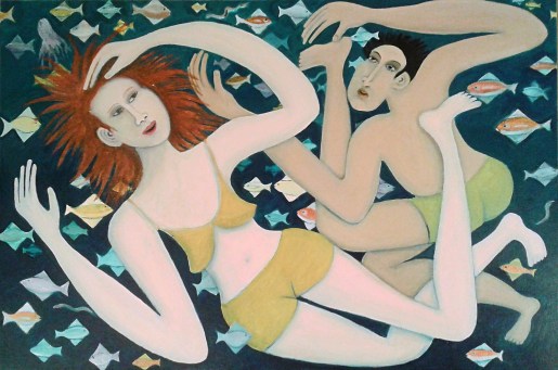 "Swimming Underwater," work in progress by Bea Garth, copyright oct 2017