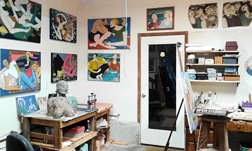 "Bea Garth's Paintings and CE Sculpture at Open Studios," photo by Bea Garth nov. 2017
