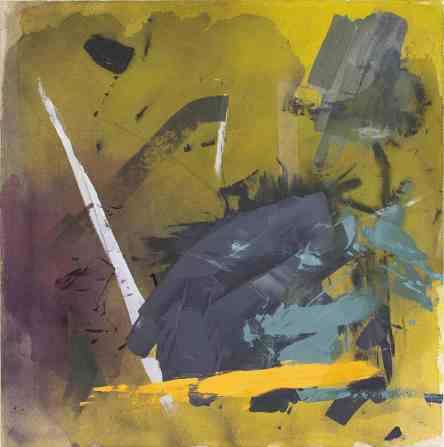 "Crane" by Jordan Clark, copyright 2017 flashe, acrylic, ink, dye on canvas