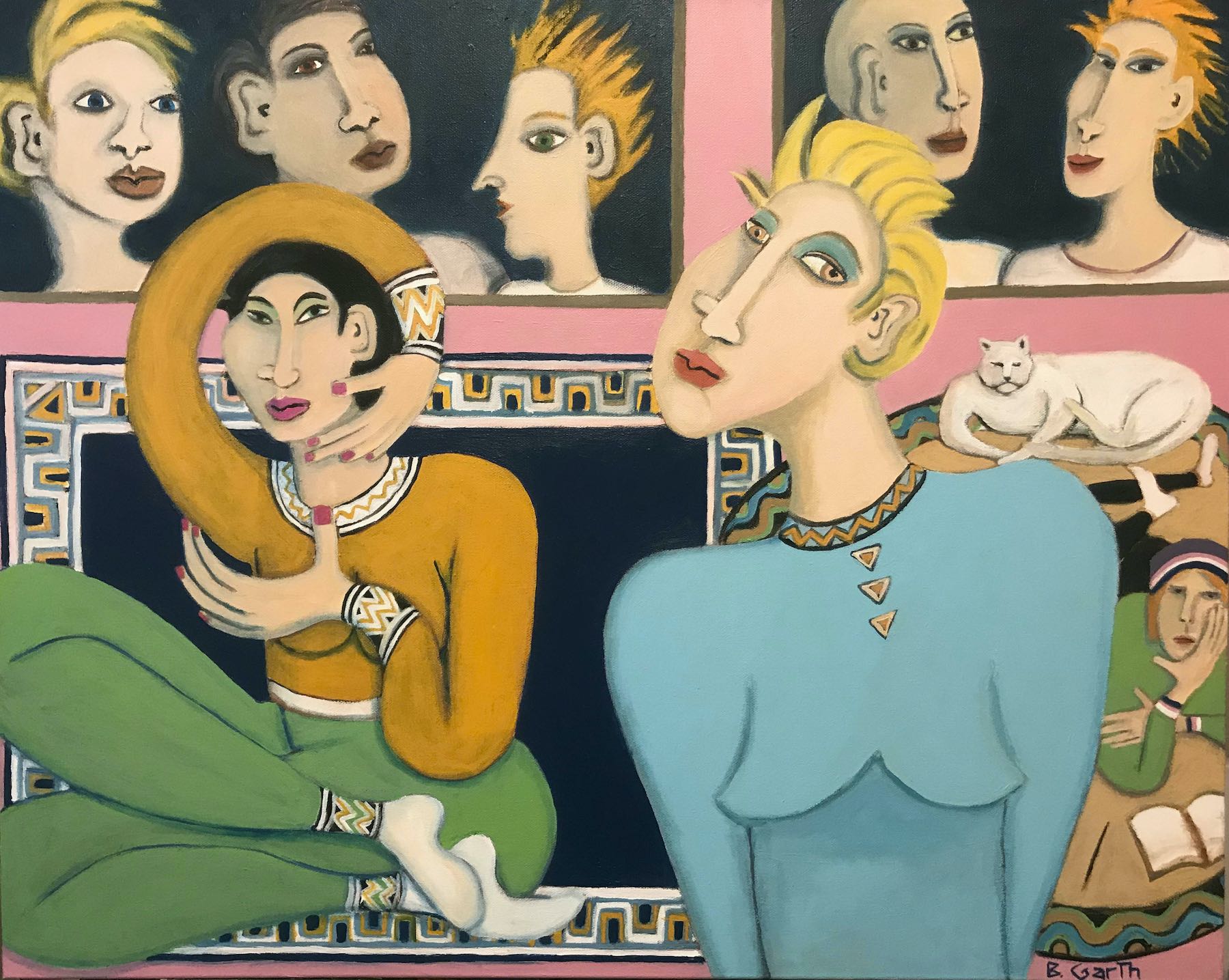 "Pink Cross" painting by Bea Garth, copyright 2020, acrylic on canvas